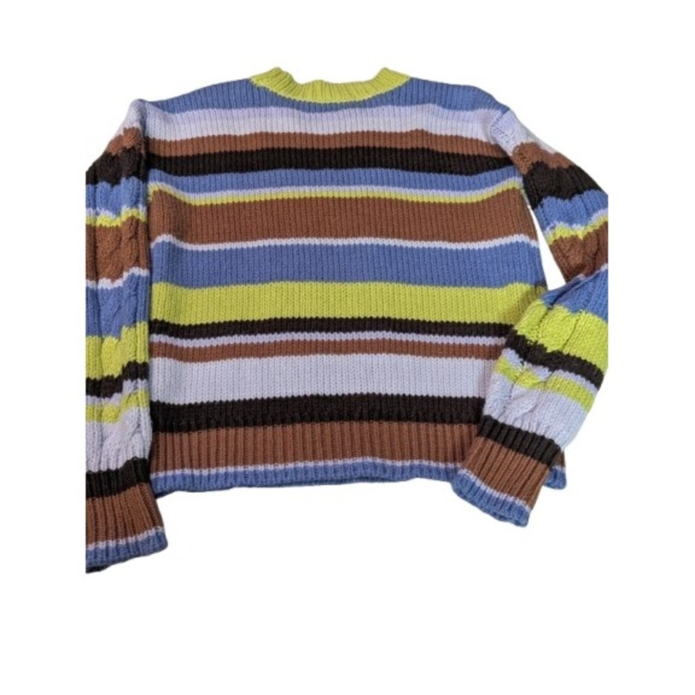 St. John's Bay Striped Cable Knit Sweater Small Multi-Color Crewneck Vintage Y2K - Picture 3 of 13